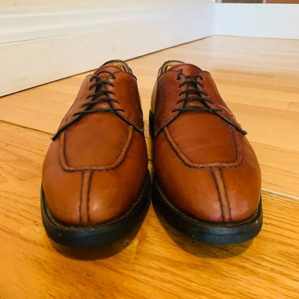 Allen Edmonds Dellwood Brown Leather Split Toe Oxfords Lace Up Men's Shoes 11